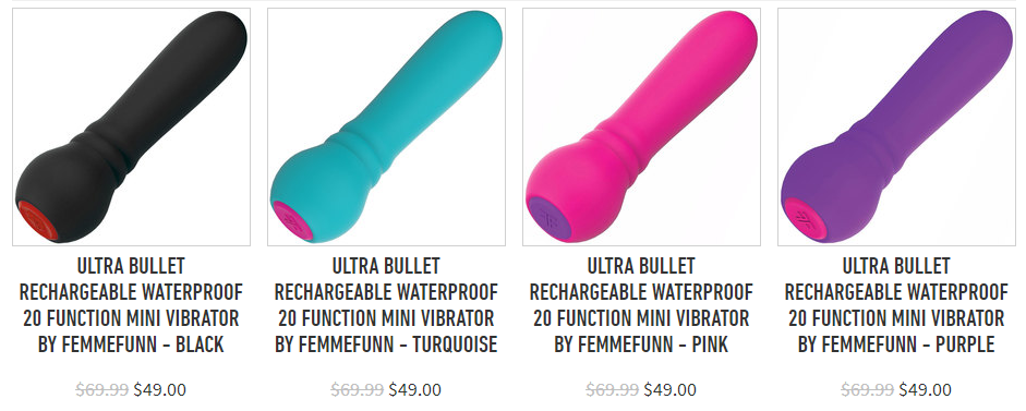 A screenshot from SheVibe of four Ultra Bullet colors. 